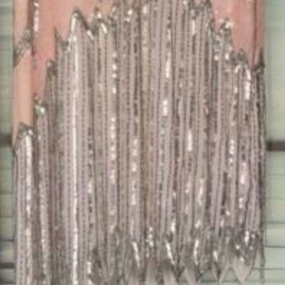 Vtg Howard Hearstfield Luxury Light Pink Silver Hand Beaded Sequin Silk Dress M - Picture 15 of 17